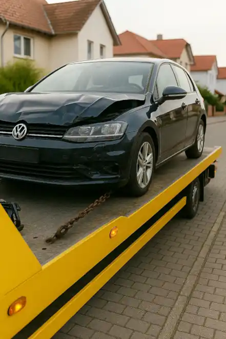 Ein defektes Fahrzeug wird beim Autoankauf in Ludwigshafen sicher abgeschleppt.